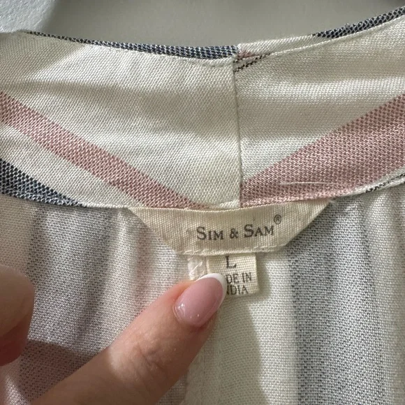 Striped Button-Down Tie-Front Top - Picture 2 of 4